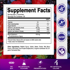 Vitamatic Elderberry Gummies | Zinc & Vitamin C | 60ct