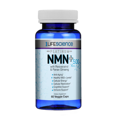 1 Life Science NMN+ 500 w/Resveratrol & Panax Ginseng (60 veggie caps)