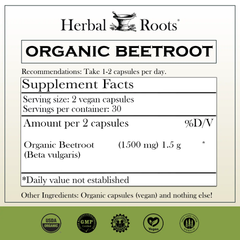 Herbal Roots Organic Beet Root (60 Capsules)