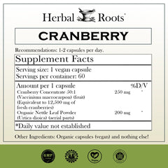 Herbal Roots Extra Strength Cranberry with Nettle (60 Capsules)