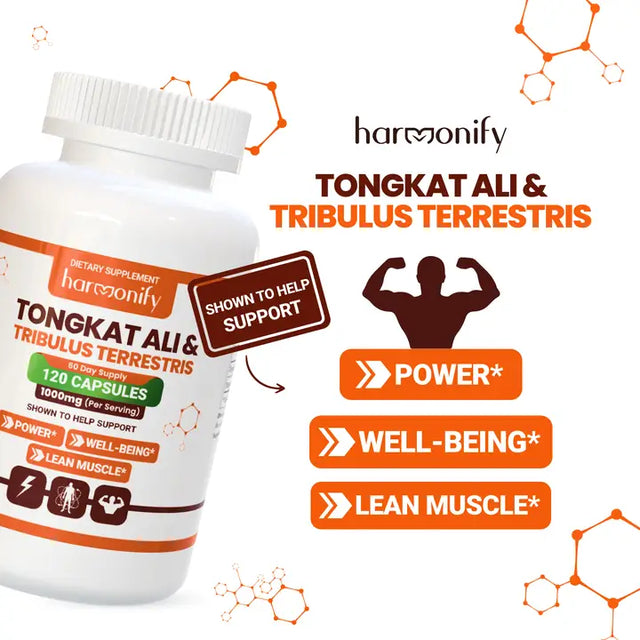 Harmonify Tongkat Ali + Tribulus Terrestris – Men’s Vitality Support (120 Capsules)