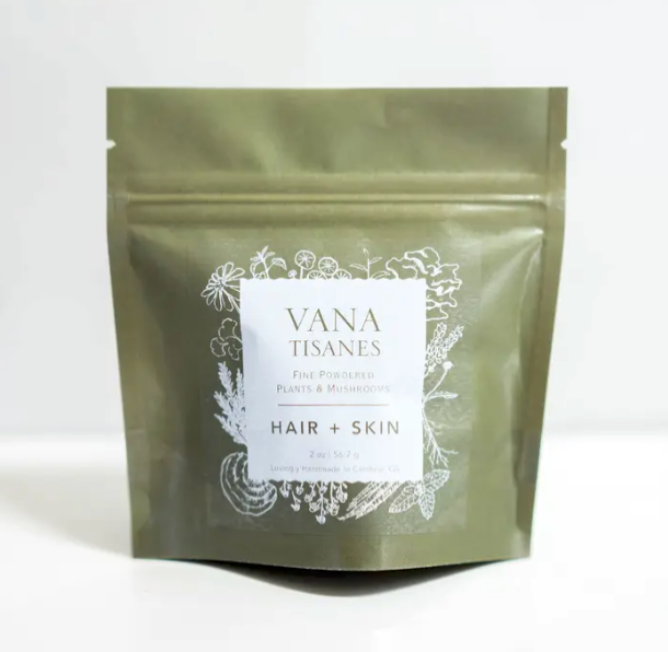 Vana Tisanes Hair + Skin  | Fine Plant & Mushroom Powder 2 oz.
