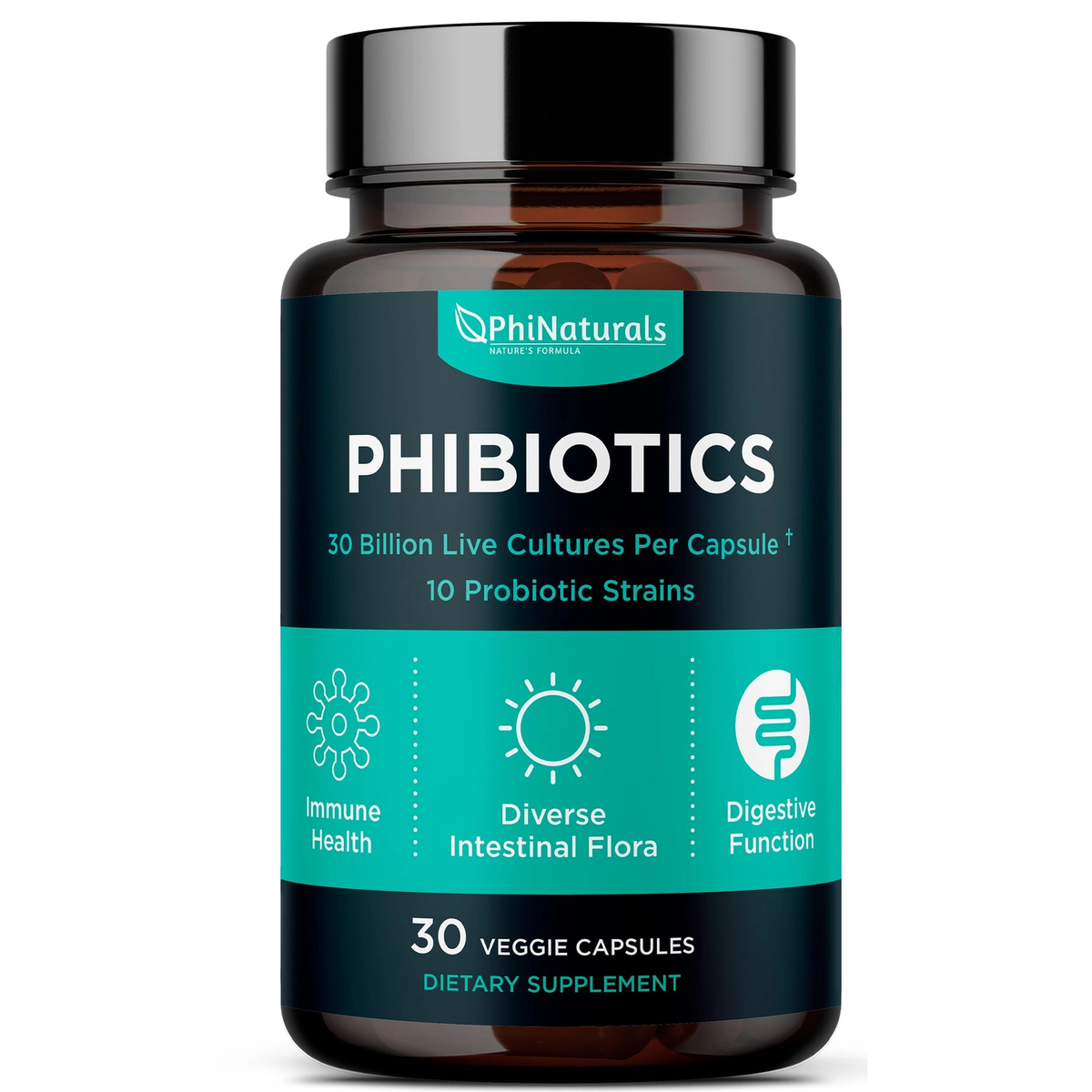 Phi Naturals Phibiotics | Probiotic Supplement (30 Capsules)