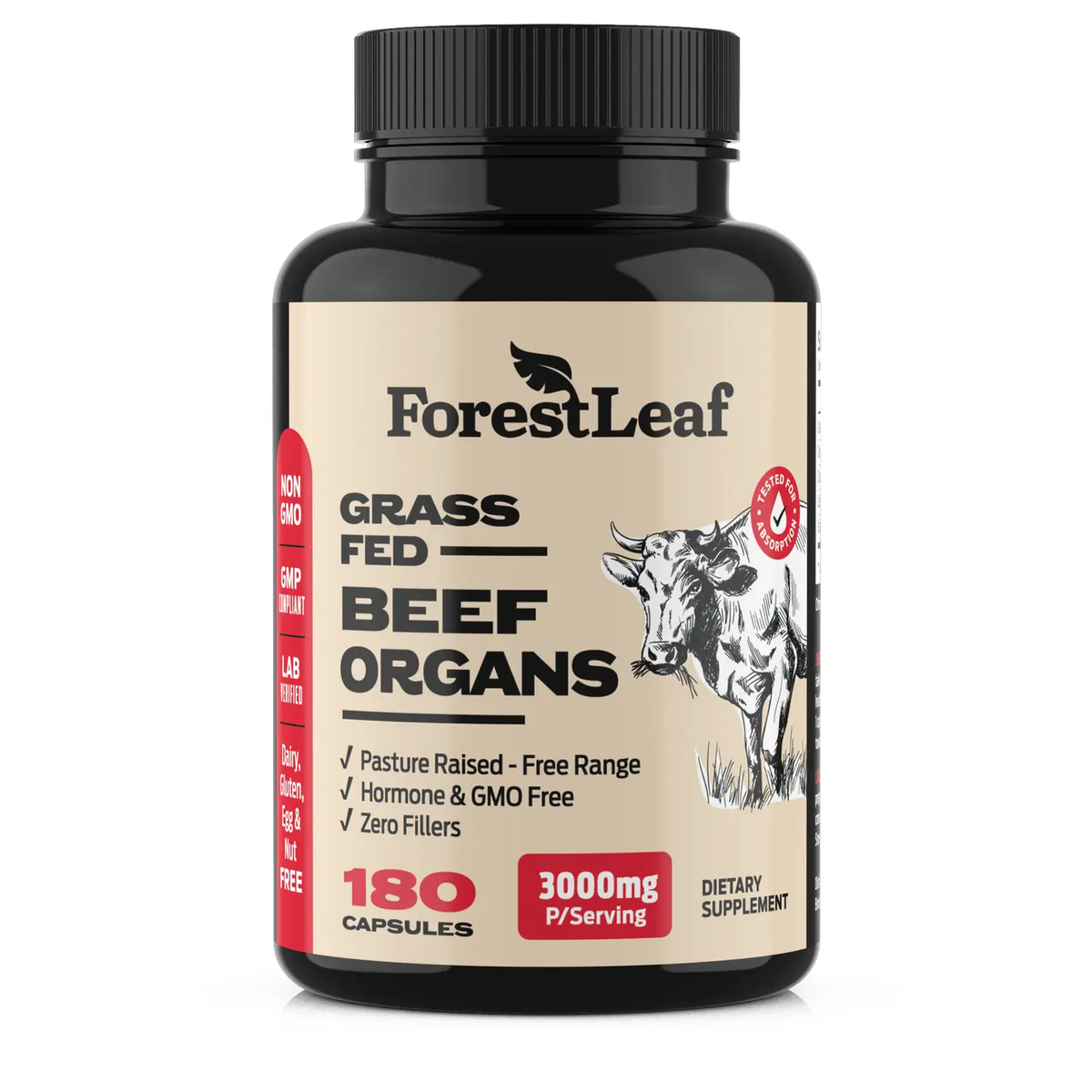 Forest Leaf Grass Fed Beef Organs (180 Capsules)