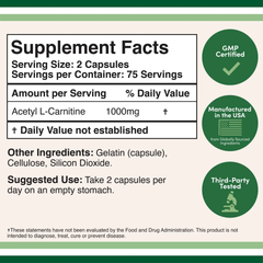 Double Wood Supplements Acetyl L-Carnitine (150 Capsules)
